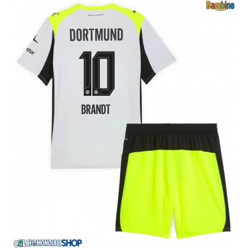 Maglie da calcio Borussia Dortmund Julian Brandt #10 Seconda Maglia Bambino 2025-26 Manica Corta + Pantaloni corti)